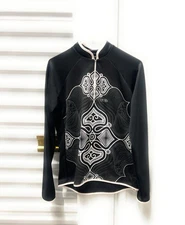 Louis Garneau Mens Half Zip Cycling Biking Jersey XL Black White Geometric Print