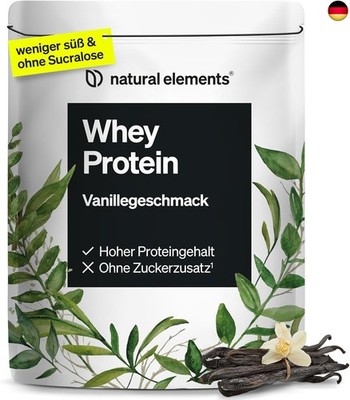 natural elements Whey Protein Pulver ? Vanille ? 1kg ? 24g Protein pro Portion