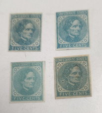 CSA Five Cent Stamp De La Rue London 1862 Jefferson Davis # 6 Civil War Lot of 4