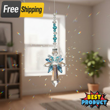 Rainbow Guardian Angel Crystal Suncatcher Wind Chime Hanging Ornament Home Decor