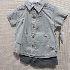 Carters 2 Piece Boat Theme Boys Short Outfit 6 M New