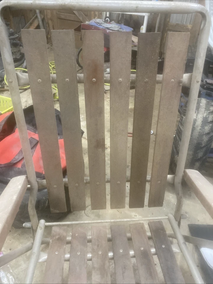 Chaisejón reclinable vintage de secuoya césped playa sillón marco de aluminio decoración Foto 4 de 4