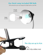 Desk Lamp Eye-Caring Table Lamps, 360 Rotation Gooseneck Clip on Lamp Reading...
