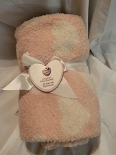 Parents Choice Pink Cozy Knit Baby Blanket Hearts & White Blanket  40”x30”