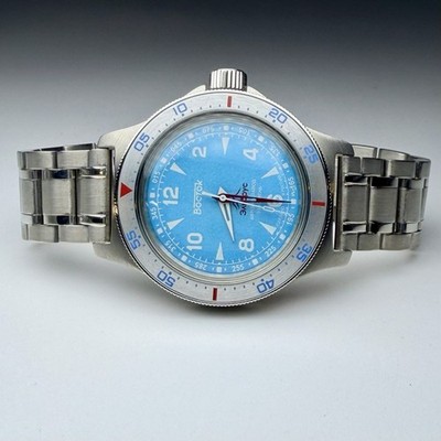 Vostok Amphibia Automatic Watch Elbrus Mountain Light Blue Limited Ed. 74044V