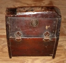 Wood Shoe Shine Box Hand Crafted Old Worn 13.5x7x15" Heavy Please Read Desc.