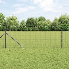 WALPLUS Fence with Posts Grey 0.8x25 m Heavy-Duty Galvanised Steel Mesh