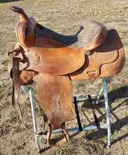 Vintage Hereford Brand Tex Tan Yoakum - Western Saddle - 15" Seat - Tooled