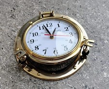 Nautical Porthole Clock - Polished Brass Ships Maritime Working Porthole