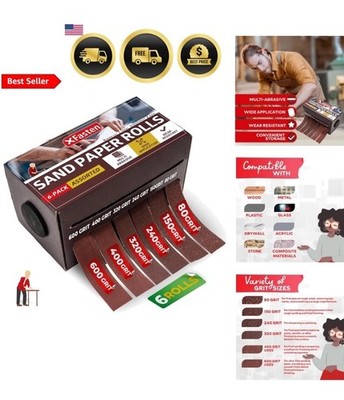 Sandpaper Rolls Assortment Set 80 150 240 320 400 600 Grit Abrasive Cloth