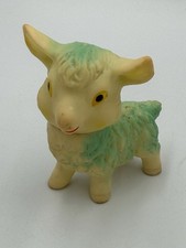 Vintage Rubber Squeaky Toy JAPAN Lamb Sheep Baby Toy Figurine Squeak Blue 3"