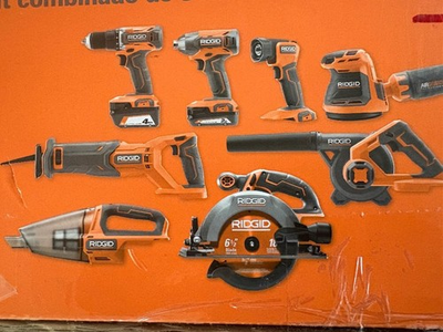 #ad Rigid 18V Cordless 8 Tool Combo Kit with 2.0 Ah Battery 4.0 Ah Battery Charger $399.00