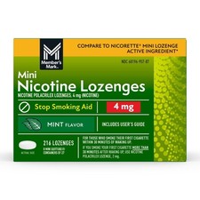 Member s Mark Nicotine Mini Lozenge 4mg Mint Flavor 216 ct Stop Smoking Aid.
