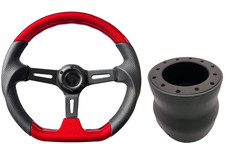 ROT SCHWARZ D2 GESCHIRR SPORTLENKRAD + BOSS KIT FÜR VW 4 043