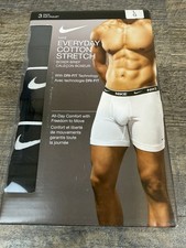 Nike Everyday Cotton Stretch Dri-Fit Boxer Briefs 3 PACK Black/Black   Men's L