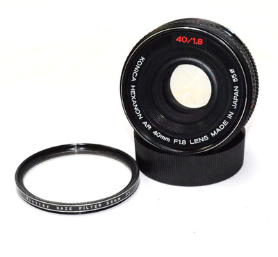 Konica Hexanon AR 40mm f/1.8 Pancake Lens w/Rear Lens Caps. READ DESCRIPTION: