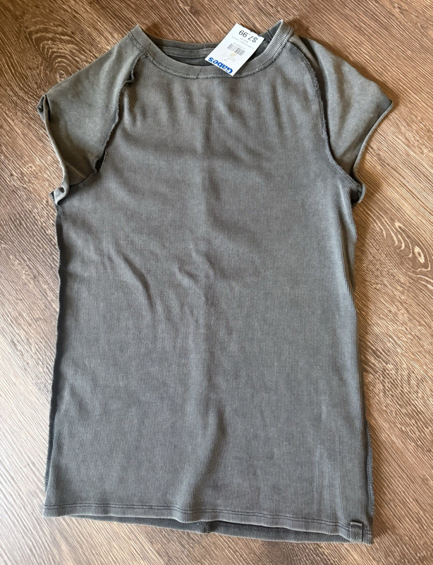We The Free Men's M Gray Ribbed Knit Crew Neck Short Sleeve Cotton Tee