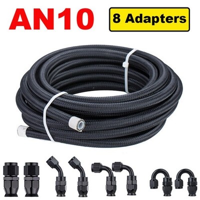 Black Fuel Hose Fitting Kit 3.5M AN10 Stainless Braided Hose w/ Swivel Hose Ends
