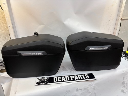 Harley Viking Bags Lamellar Raven covered hard bags saddlebags Softail Deluxe