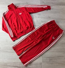 Vintage Y2K Adidas Trefoil Firebird Tracksuit Set Red Jacket Size Small / Medium