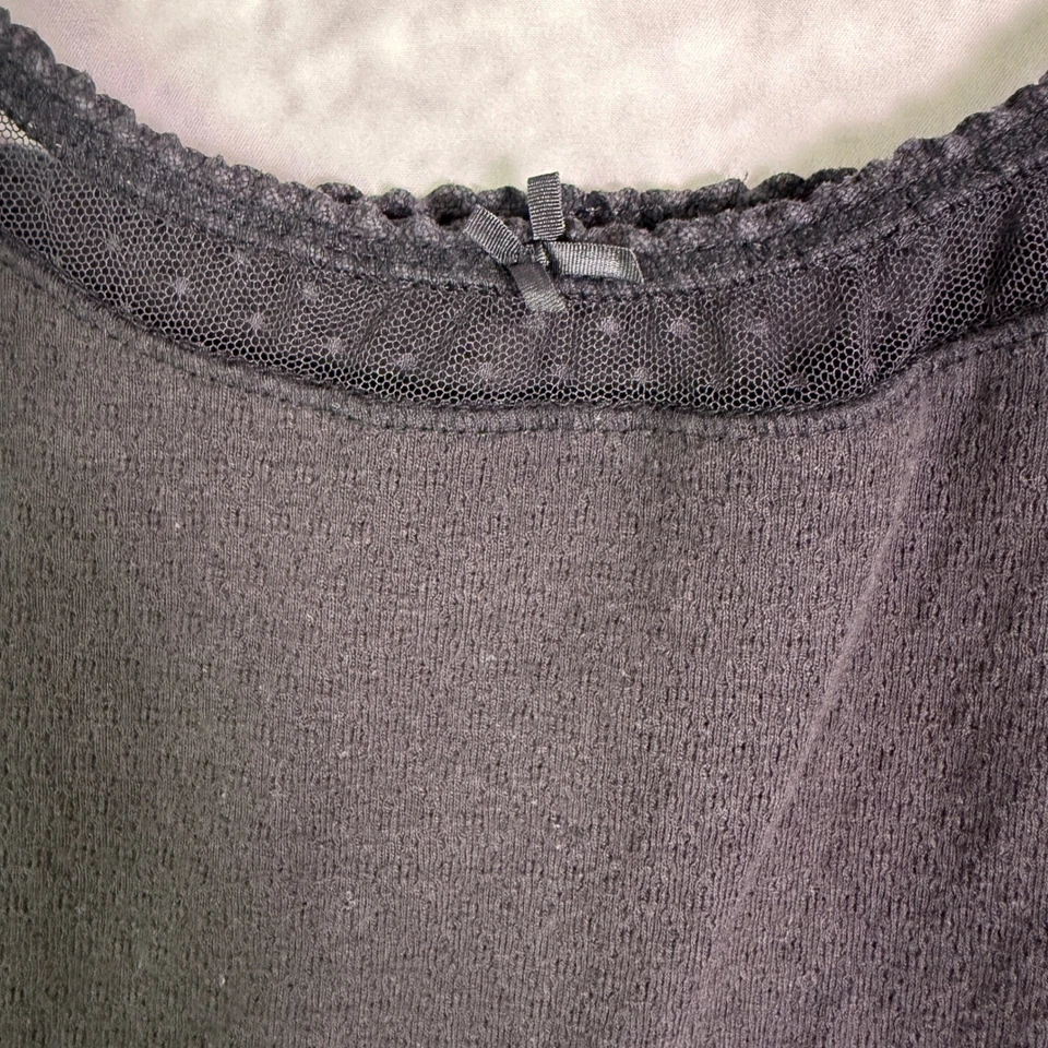 Camiseta sin mangas Y2k Lei negra con ribete de encaje para mujer talla L Elena Gilbert hada grunge gótico Foto 3 de 4