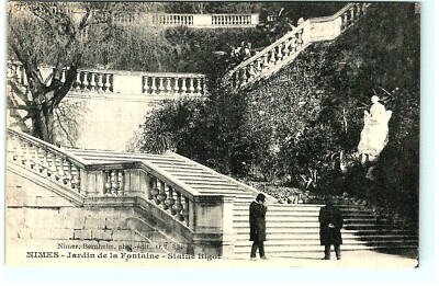 S02-9387, JARDIN DE LA FONTAINE STATUE BIGOT, NIMES, 100-year-old Postcard.