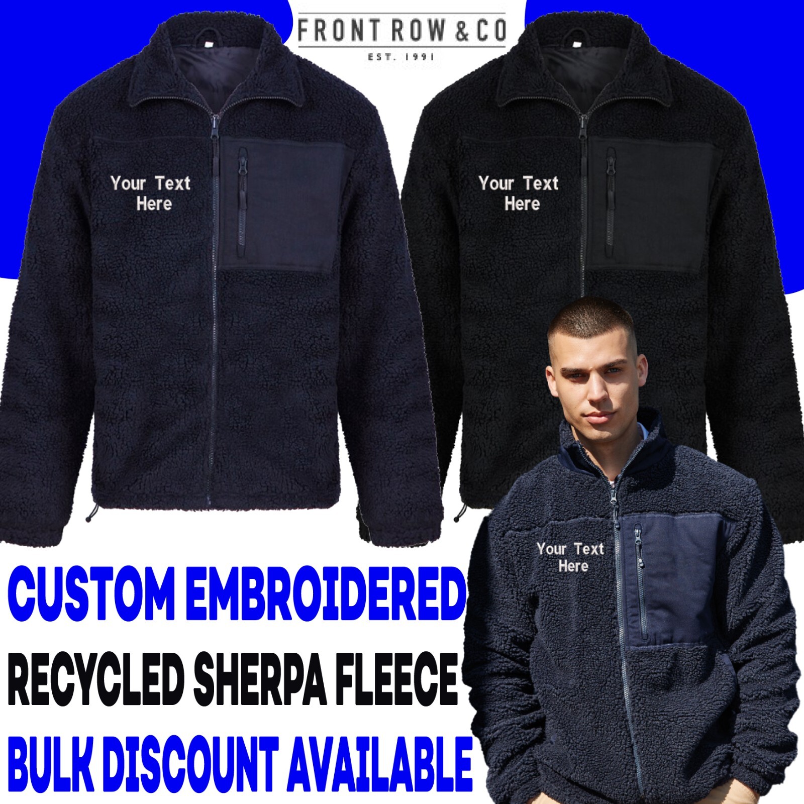 Giacca outdoor pile sherpa riciclato prima fila ricamata personalizzata