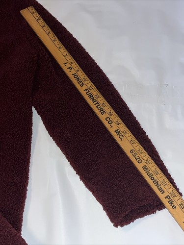 NOIZE Paloma Faux Shearling Coat Women Sz Small Plum Midi Hidden Snap Close - Picture 11 of 12