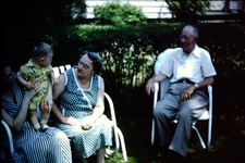 1953 Red Border Kodak Kodachrome Family Photo  Baby People Granparents  RB195