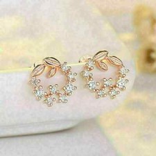 1Ct Round Lab-Created Diamond Flower Shape Stud Earring's 14K Rose Gold Finish