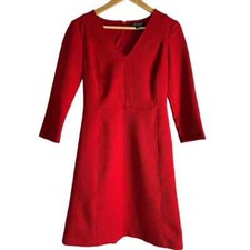 Lauren Ralph Lauren Womens Size 2 Red V Neck 3/4 Sleeve Career Dress NEW