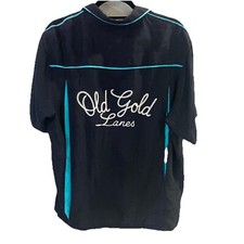 RARE 1960S OLD GOLD CHAIN STITCH BOWLING SHIRT Black Blue