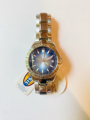 Mens Vintage Fossil Blue Watch AM3689 44mm Case 2002