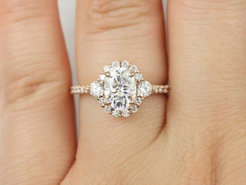 Lab-Created Oval Cut 3.20 Ct White Diamond Wedding Ring 14K Yellow Gold Finish - Picture 3 of 4