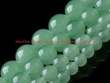 4/6/8/10/12MM Natural Smooth Light Green Jade Round Gemstone Loose Beads 15''AAA
