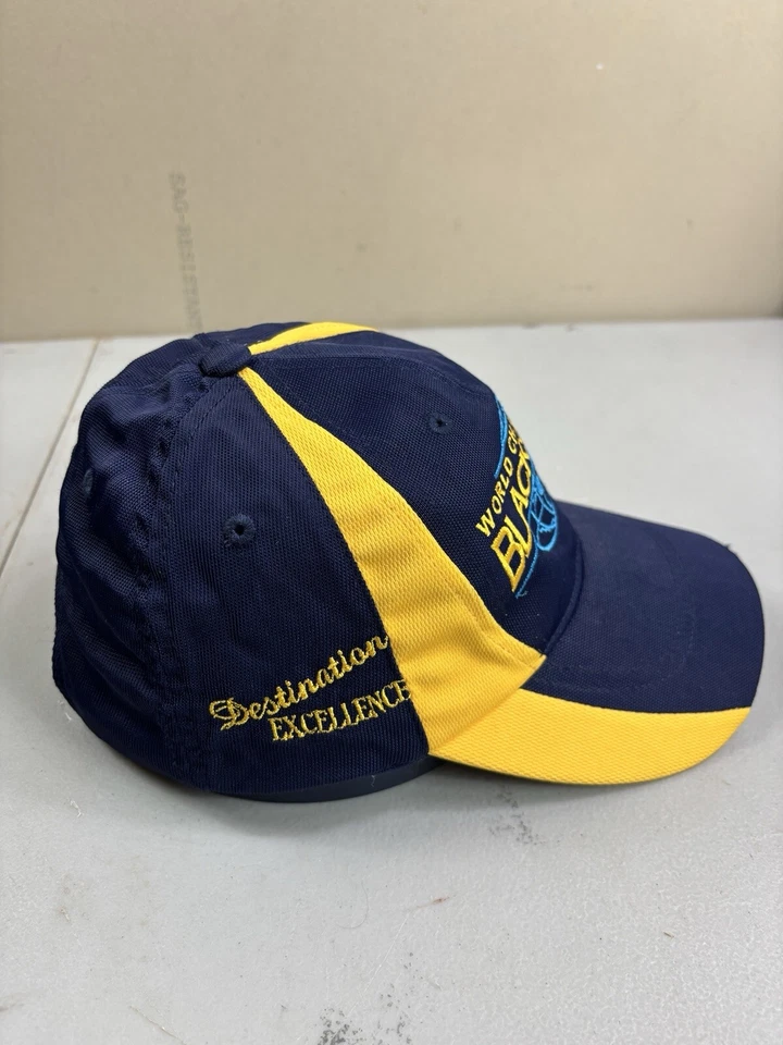 Gorra de béisbol de herreros del Campeonato Mundial azul amarillo con tirantes de nailon Foto 3 de 4