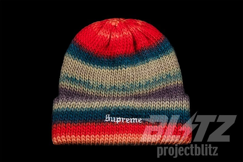 SUPREME OMBRE STRIPE BEANIE NAVY MULTI-COLOR FW22 |