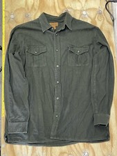 Vintage St Johns Bay Chamois Flannel Shirt XLT Dark Green Long Sleeve Button Up