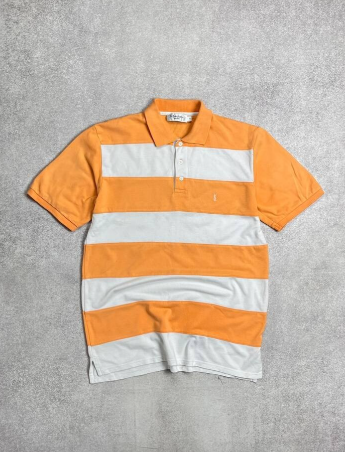 Polo vintage YSL Yves Saint Laurent con logo a righe rara M