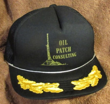 Vintage Oil Patch Consulting Well Snapback Trucker Hat Cap Black Mesh Field
