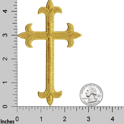 Gold Cross Patches (2-Pack) Religious Embroidered Iron On Patch Appliques - Picture 5 of 5