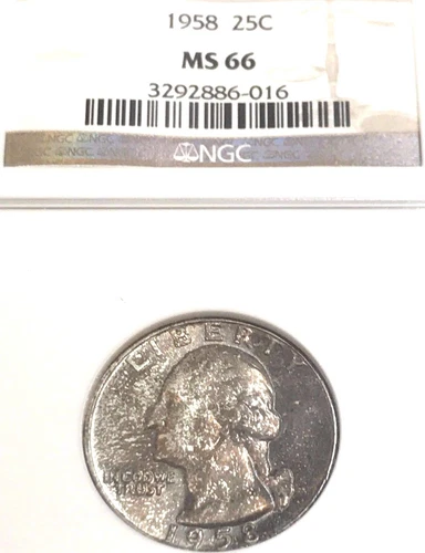 1958 P WASHINGTON QUARTER NGC MS66   #T43