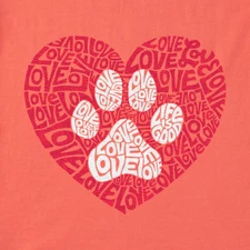 NWT Women's Life is Good Love Animal Heart Orange SS LITE Crusher Vee