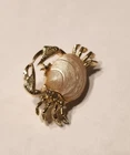 VINTAGE CRAB SHELL JELLY BELLY BROOCH PIN GOLD Tone 1960'S COSTUME JEWELRY RETRO