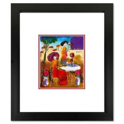 Moshe Leider, Framed Original Mixed Media Watercolor Painting, Hand Signed