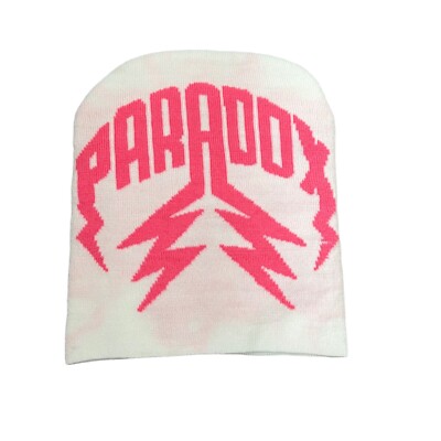 Paradox Lab White Pink Lightning Arc Logo Beanie Hat One  display picture 1