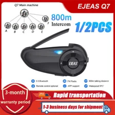 1/2PCS EJEAS Q7 Bluetooth Waterproof Motorcycle Helmet Headset Intercom 7 Riders