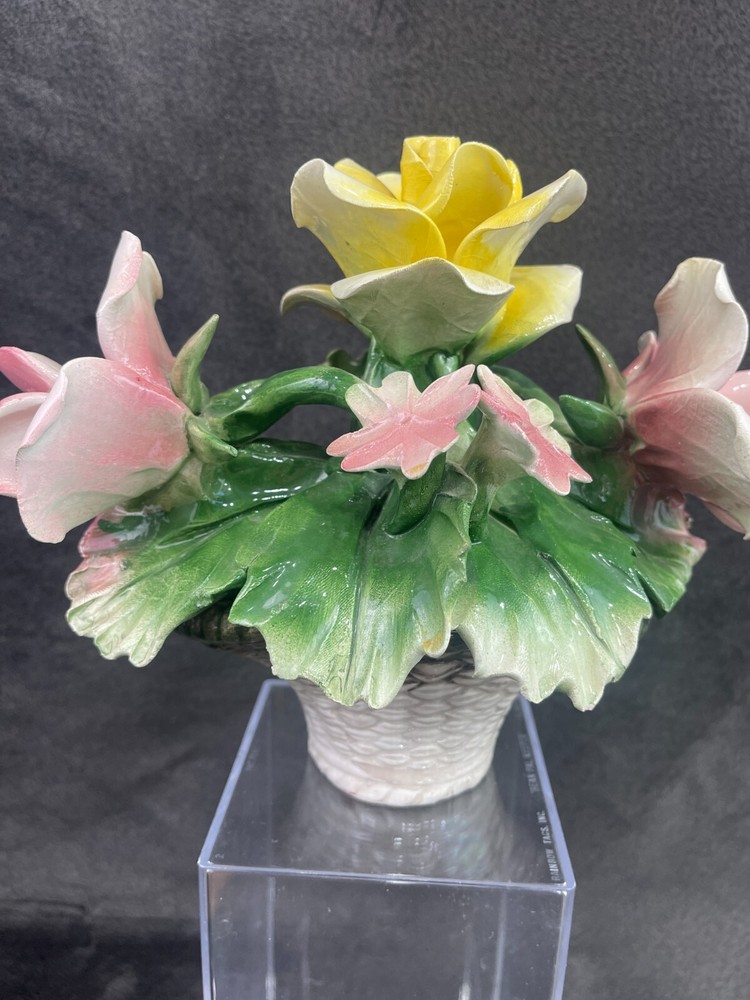 Capodimonte Flowers in Basket Made in Italy - Some Very Small Chips - Stunning