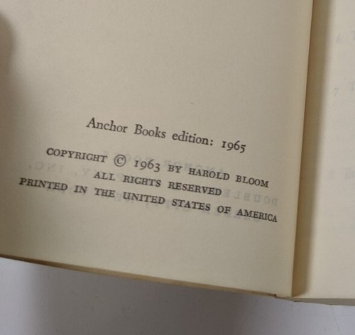 Blake's Apocalypse: A Study in Poetic Argument - Harold Bloom (Doubleday Anchor) - Picture 6 of 6