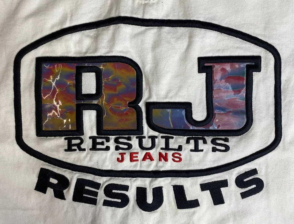 复古 Y2K Result 牛仔衬衫帆布四分之一拉链套衫白色 XL 码 — 第 3/4 张图片